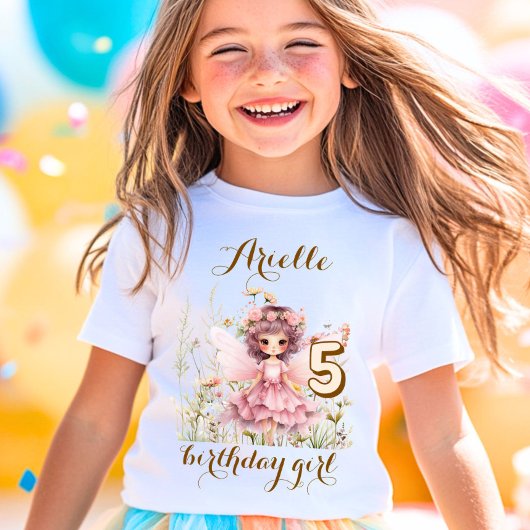 Fantasy Fairy wildflower pastel verjaardag T-shirt