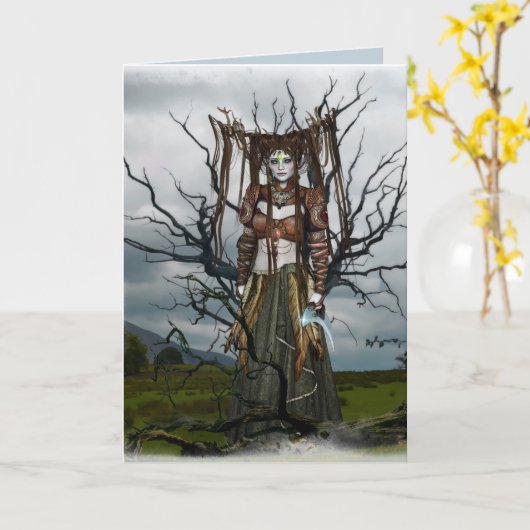 fantasy fairy witch wenskaart kaart (Gele Bloem)