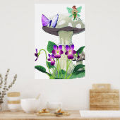Fantasy Fairy Zittend op een Mushroom Poster (Keuken)
