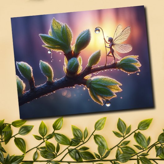 Fantasy fee dauw schattig betoverd bos schattige k briefkaart