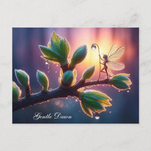 Fantasy fee dauw schattig betoverd bos schattige k briefkaart (Voorkant)