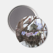 Fantasy fee kitten en vogelnest magneet (Voorkant / Achterkant)