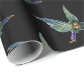 Fantasy Fee Patroon op Zwart Cadeaupapier (Rol Hoek)