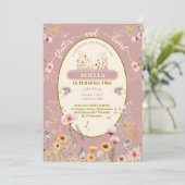 Fantasy fee wildbloem meisjes roze uitnodiging (Staand voorkant)