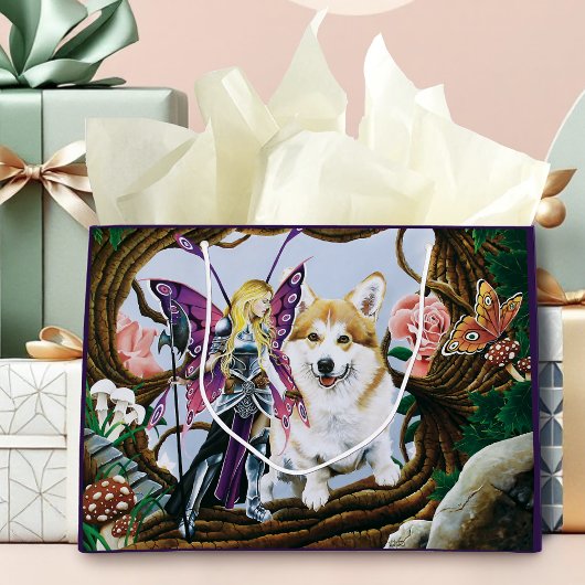 Fantasy Feeënkrijger Corgi Magisch Woud Groot Cadeauzakje