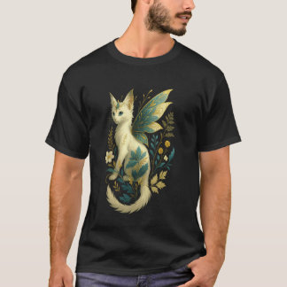 Fantasy Feeërieke Kat met Bloemige Vleugels Magisc T-shirt