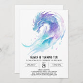 Fantasy Fierce Dragon Verjaardag Kaart (Voorkant / Achterkant)