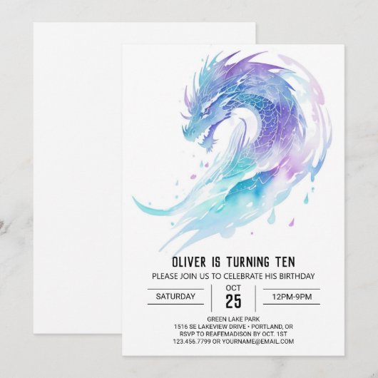 Fantasy Fierce Dragon Verjaardag Kaart (Voorkant / Achterkant)