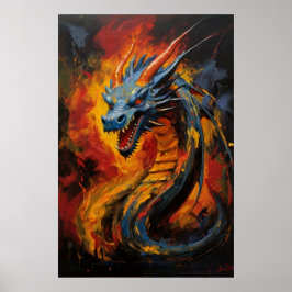 Fantasy Fire Breathing Dragon Poster