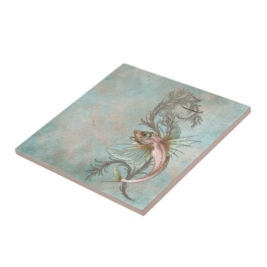 Fantasy Fish Art Nouveau Tegeltje (Zijkant)