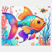 Fantasy Fish Scene Design Fleece Deken (Voorkant (Horizontaal))