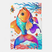 Fantasy Fish Scene Design Theedoek (Verticaal)