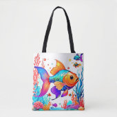 Fantasy Fish Scene Design Tote Bag (Voorkant)