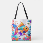 Fantasy Fish Scene Design Tote Bag (Achterkant)