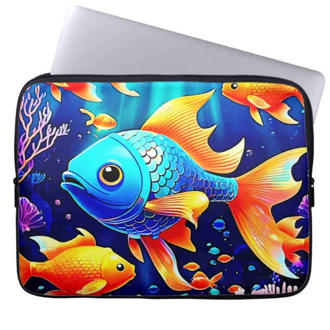 Fantasy Fish Swim Design Laptop Sleeve (Voorkant)