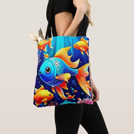 Fantasy Fish Swim Design Tote Bag (Dichtbij)