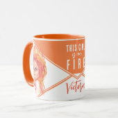 Fantasy Flames Vrouw Surreal Art Meisje op Vuur Na Mok (Voorkant links)