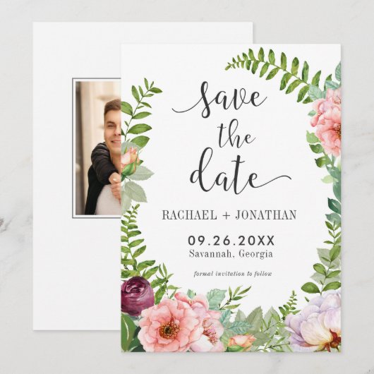Fantasy Floral Boho Wedding Save the Date Kaart (Voorkant / Achterkant)