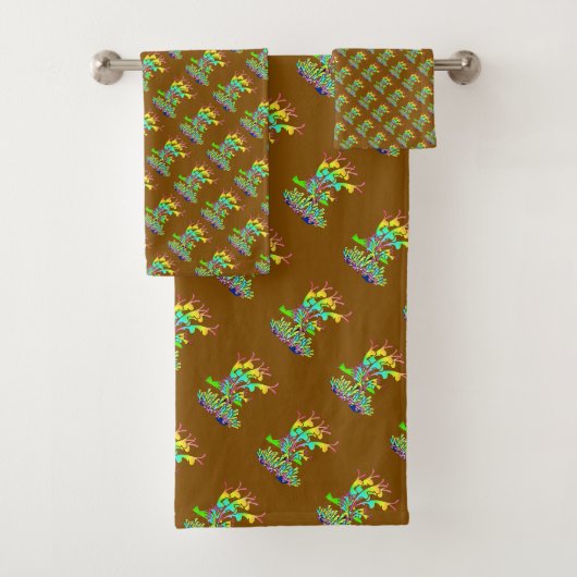 Fantasy Floral Bruin Bad Handdoek (Insitu)