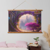 Fantasy floral courtyard roze boom hangend wandkleed (Slaapkamer)