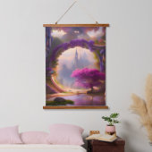 Fantasy floral courtyard roze boom hangend wandkleed (Slaapkamer)