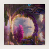 Fantasy floral courtyard roze boom legpuzzel (Horizontaal)