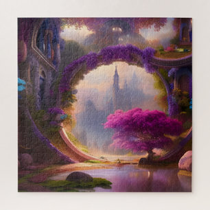 Fantasy floral courtyard roze boom legpuzzel