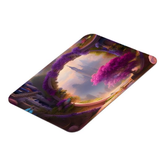 Fantasy floral courtyard roze boom magneet (Linkerzijde)