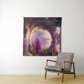 Fantasy floral courtyard roze boom wandkleed (In Situ (horizontaal))