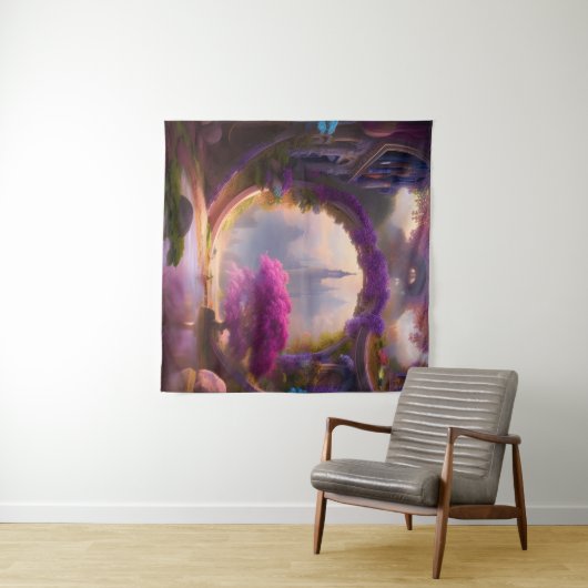 Fantasy floral courtyard roze boom wandkleed (In Situ (horizontaal))