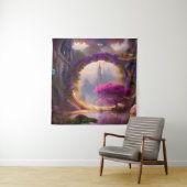 Fantasy floral courtyard roze boom wandkleed (In situ)