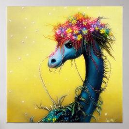 Fantasy floral dragon poster