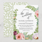 Fantasy Floral krans bruiloft uitnodiging (Voorkant / Achterkant)