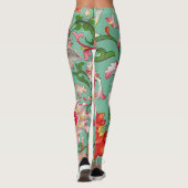 Fantasy Floral Oosterse Chinoiserie op Groen Leggings (Achterkant)