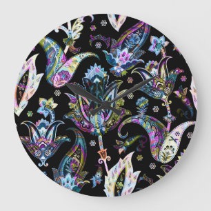 Fantasy Floral Paisley: naadloos Ornament Grote Klok
