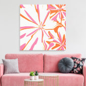 Fantasy Floral - Roze, Oranje en crème Canvas Afdruk (Insitu (Woonkamer))