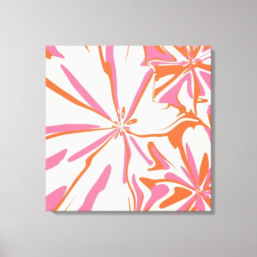 Fantasy Floral - Roze, Oranje en crème Canvas Afdruk (Voorkant)