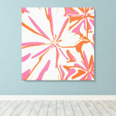 Fantasy Floral - Roze, Oranje en crème Canvas Afdruk (Insitu (Houten vloer))
