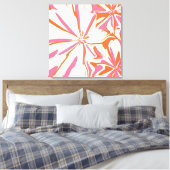 Fantasy Floral - Roze, Oranje en crème Canvas Afdruk (Insitu (Slaapkamer))