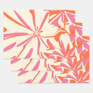 Fantasy Floral - Roze, Oranje en crème Inpakpapier Vel