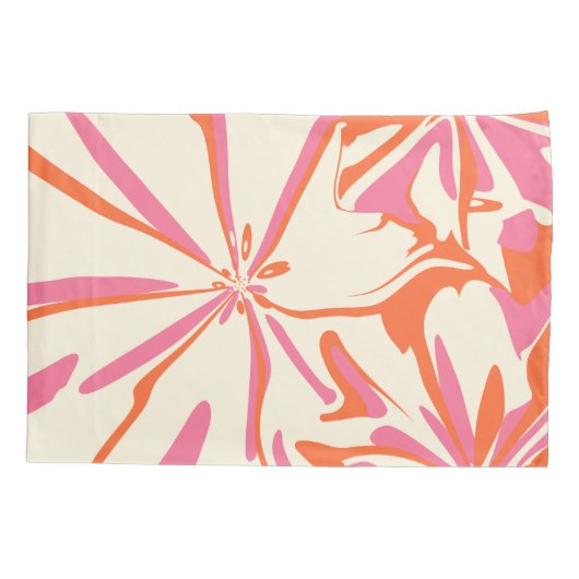 Fantasy Floral - Roze, Oranje en crème Kussensloop (Achterkant-Links)