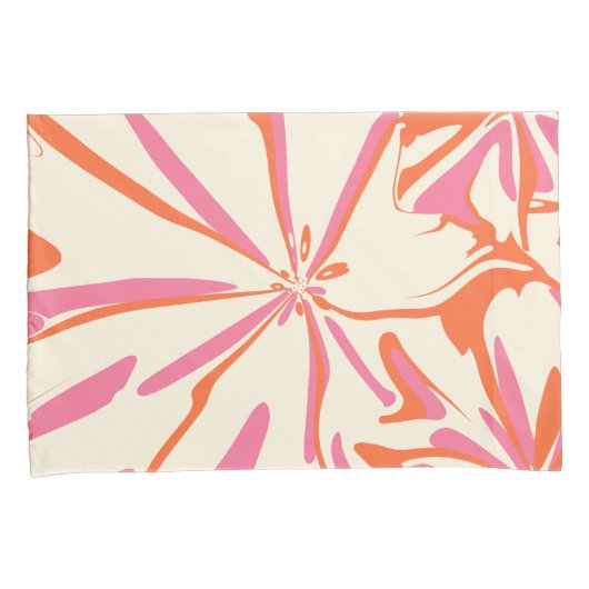 Fantasy Floral - Roze, Oranje en crème Kussensloop (Voorkant-Rechts)