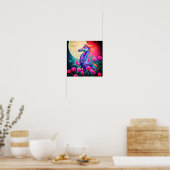 Fantasy floral seahorse poster (Keuken)