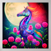 Fantasy floral seahorse poster (Voorkant)