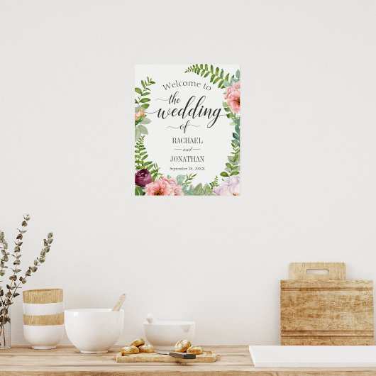 Fantasy Floral Wedding Welcome Signage Poster (Keuken)