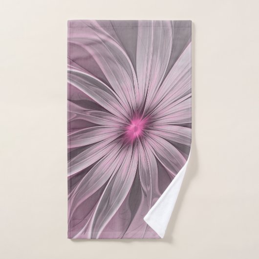 Fantasy Flower Abstract Plum Floral Fractal Art Bad Handdoek (Handdoek)