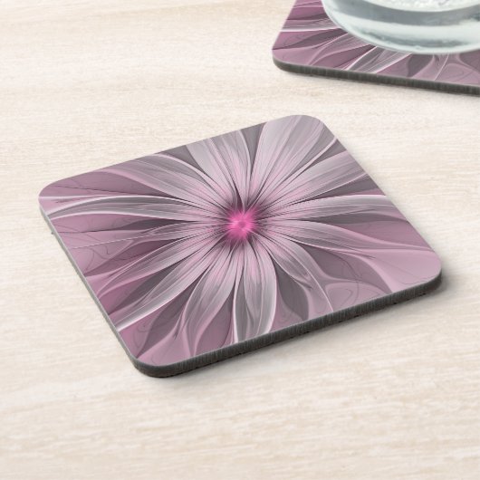 Fantasy Flower Abstract Plum Floral Fractal Art Bier Onderzetter (Linkerzijde)