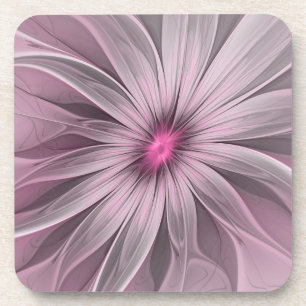 Fantasy Flower Abstract Plum Floral Fractal Art Bier Onderzetter