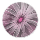 Fantasy Flower Abstract Plum Floral Fractal Art Keramische Knop (Voorkant)
