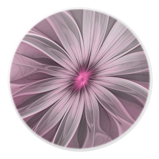 Fantasy Flower Abstract Plum Floral Fractal Art Keramische Knop (Voorkant)